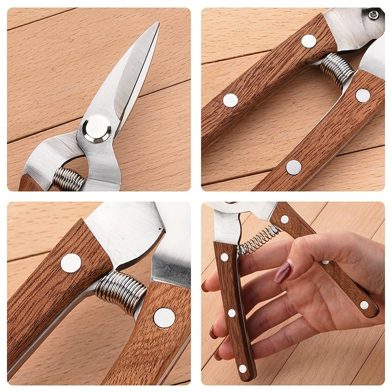 Tijeras de jardín clásicas con acción de resorte automática y cuchillas de acero inoxidable - Manijas ergonómicas para podar sin esfuerzo, injertar y frutificar - Ideales para huertos, jardines y cuidado de césped, podaderas