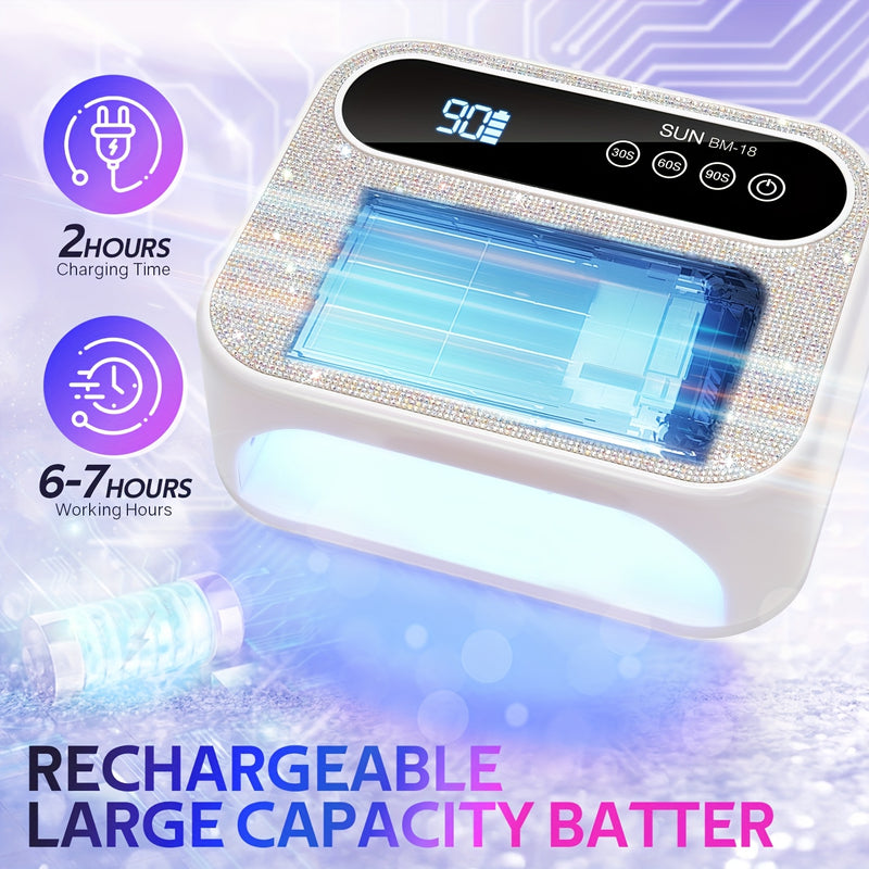 Secador de Uñas LED Recargable Inalámbrico para Gel, Herramienta Profesional de Manicura y Arte en Casa o Salón
