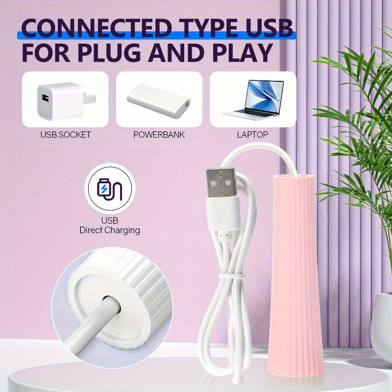Secador de Uñas Portátil con Alimentación USB, Diseño Cilíndrico Compacto para Manicura y Pedicura con Estampado Blanco y Rosa, Accesorio Ideal para Hogar—Regalo Perfecto para Mujeres (Navidad, Halloween, Pascua, Día de San Valentín, Acción de Gracias),
