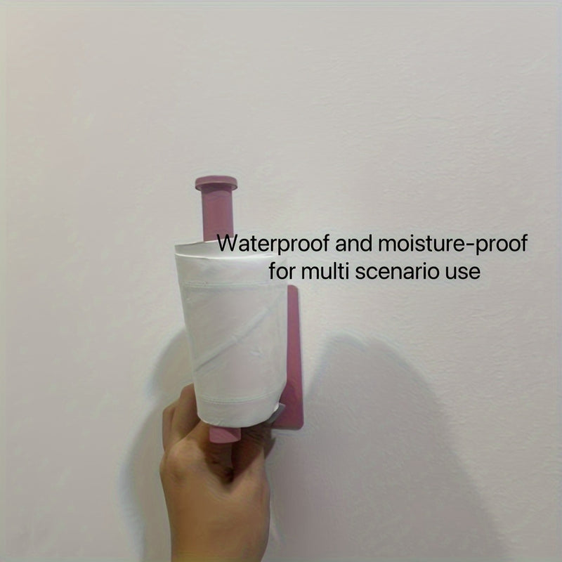 Soporte para papel higiénico de acero inoxidable rosa, fácil instalación, adhesivo, sin necesidad de taladrar, diseño de base cuadrada para dispensador de papel de baño