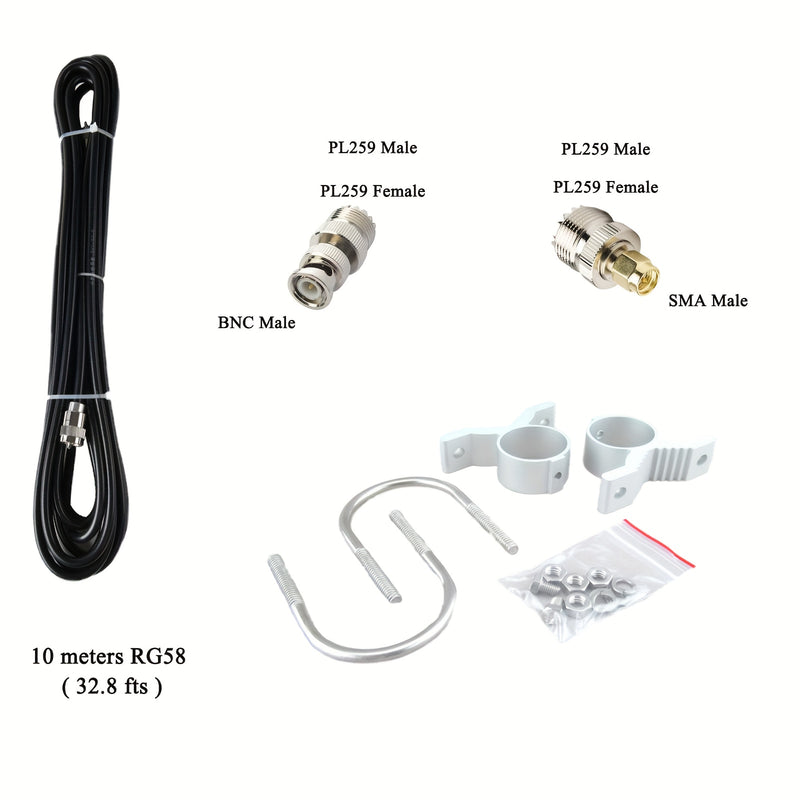 Antena Discone D3000N con Diamantes para Escáneres de Policía GMRS 25-3000MHz, Compatible con GMRS FM 1090MHz UHF VHF HF, con Cable de 10 Metros PL-259 SMA BNC
