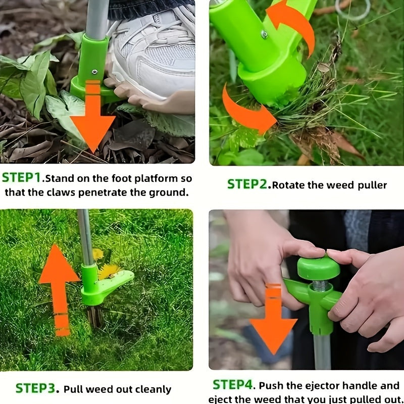 1pc Herramienta Manual para Arrancar Malas Hierbas, Diseño de Tubo de Aluminio de Doble Sección, Fácil de Usar, Removedor de Malas Hierbas para Jardín, No Necesita Electricidad, Herramienta de Jardinería para Deshierbar