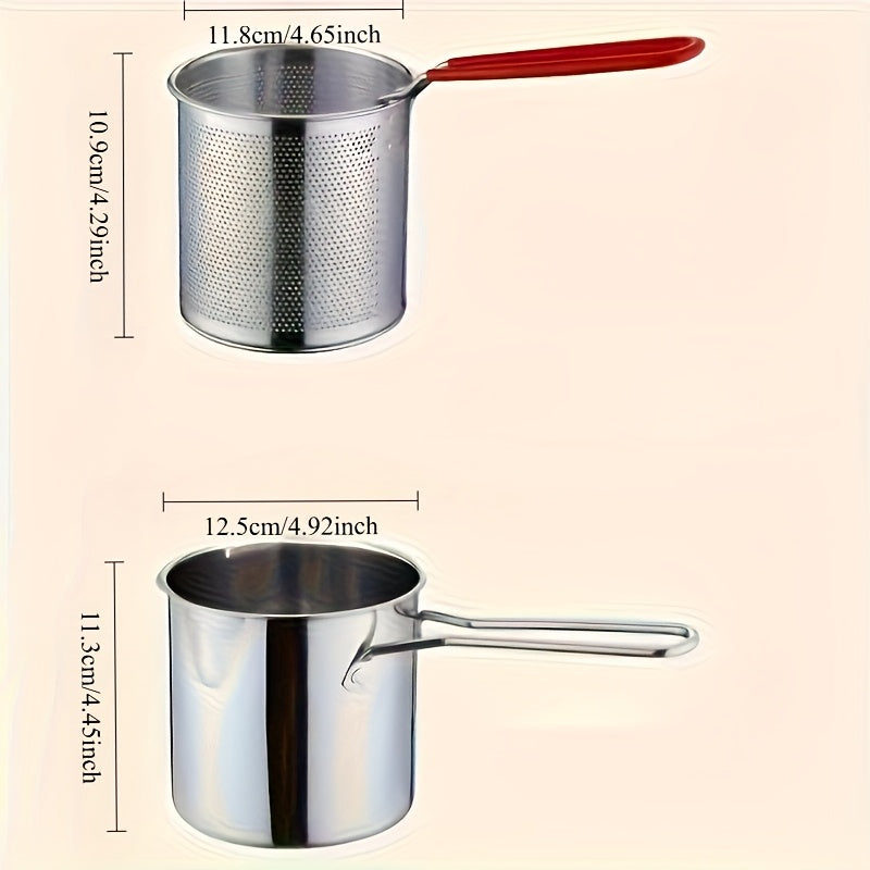 Freidora de Acero Inoxidable con Rejilla Filtro - Diseño Compacto, Duradero y Fácil de Limpiar para Papas Fritas Perfectas, Pescado, Pollo - Electrodoméstico Esencial para Cocina, Freidora Sin Aceite, Diseño Compacto, Rejilla Integrada