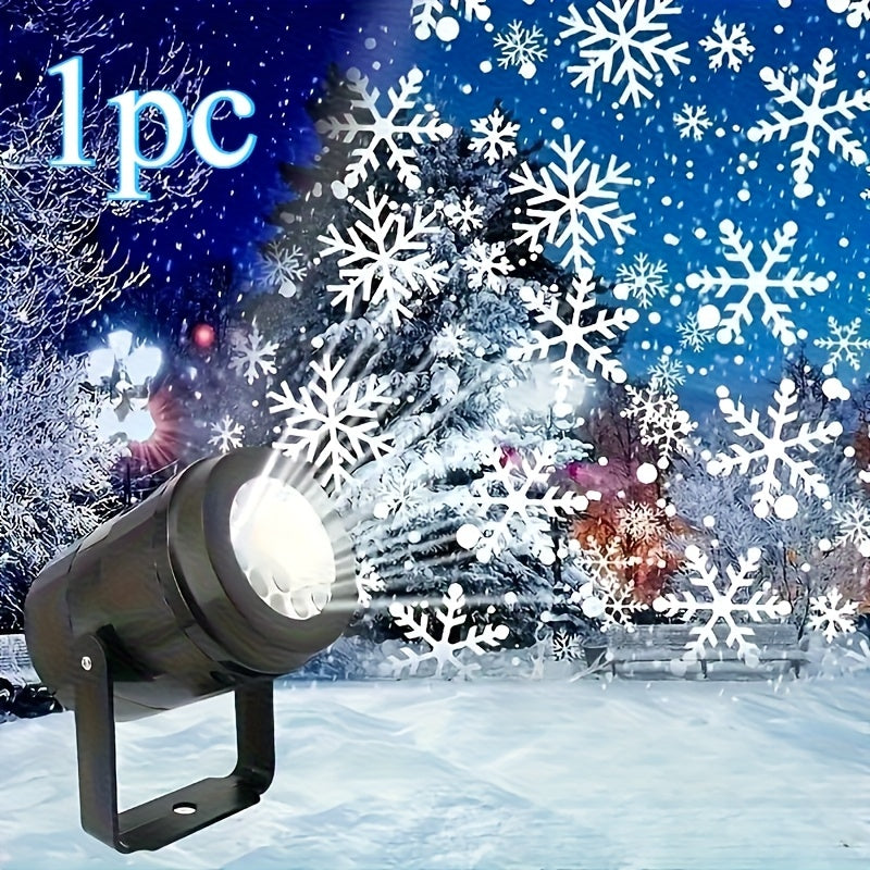 Luz de proyección de copos de nieve alimentada por USB - Iluminación de escenario LED festiva para Navidad y Pascua, decoración de fiestas para interiores y exteriores con escena de maravilla de invierno, luces de cuerda para jardines