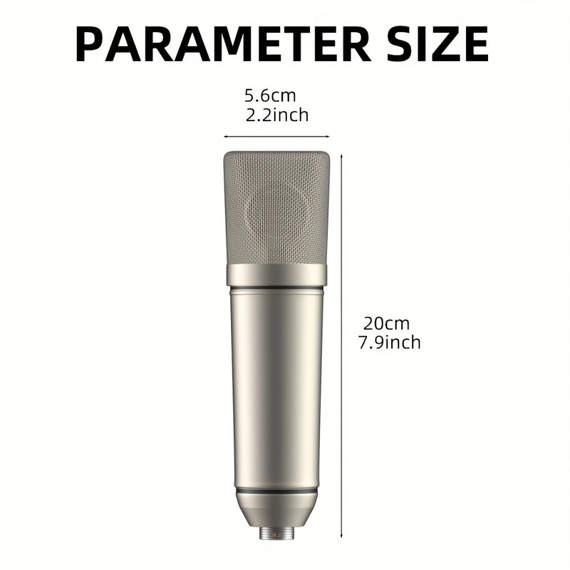 G-MARK U87ai Micrófono de Estudio Profesional Condensador - Micrófono USB Dorado con Soporte Antivibración y Filtro Anti-pop para Juegos, Transmisión en Vivo, Grabación Voz, Videollamadas - Diseño Ergonómico, Bajo Ruido, Compatible con Jack de Áudio de E