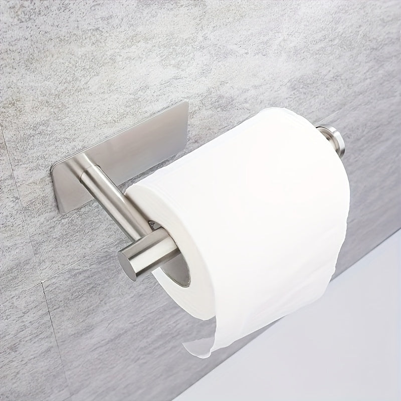 Soporte para papel higiénico de acero inoxidable elegante, 1 unidad, montaje en pared sin taladro con doble opción de instalación, ideal para baño y decoración de baño