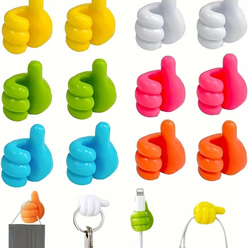10-Unidades de Ganchos de Pared en Forma de Pulgar de Plástico - Estilo de Moda, Montaje Autoadhesivo Multiusos, Fácil Instalación para Dormitorio, Cocina, Habitación - Ganchos de Utilidad con Fuerte Pasta Sin Clavos Necesarios