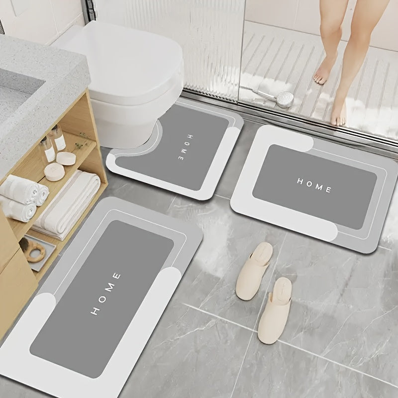 Juego de 3 Alfombrillas para Baño de Barro de Algas, Antideslizantes y Absorbentes de Poliéster para Suelo en Baños, Cocinas, Lavanderías, Uso Interior