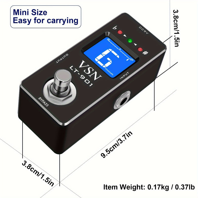 Pedal de afinador VSN, Pedal de afinador cromático con indicador de tono para guitarra eléctrica y bajo True Bypass
