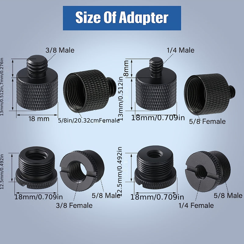 8 piezas de adaptadores de rosca para micrófono, juego de adaptadores de rosca para micrófono, 5/8 hembra a 3/8 macho y 3/8 hembra a 5/8 macho, 5/8 hembra a 1/4 macho y 1/4 hembra a 5/8 macho Adaptador de rosca de tornillo para micrófono Eid Al-Adha Muba