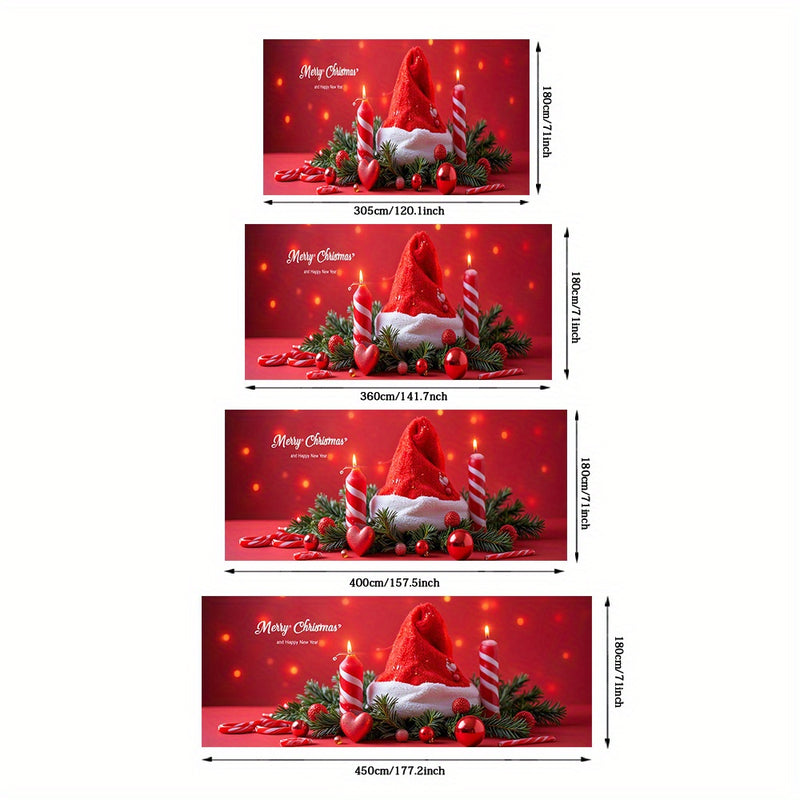 Banner de puerta 2D, 1 unidad, decoración navideña con gorros de Navidad, velas, poliéster, para regalos, fiesta hawaiana, boda, decoración escolar, fondo para habitaciones y jardín exterior