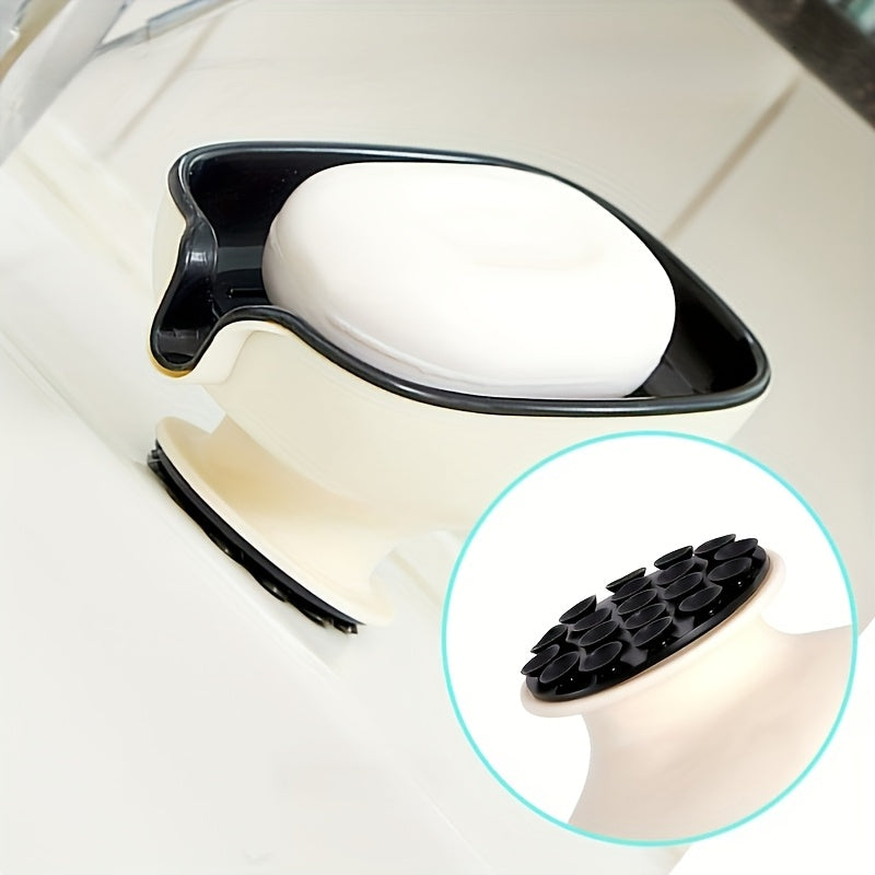 1 Jabonera Ovalada Elegante, Hecha de Plástico Duradero, Accesorio de Baño con Autodesagüe, No Requiere Carga, Diseño Moderno, Adecuado para Decoración del Hogar.