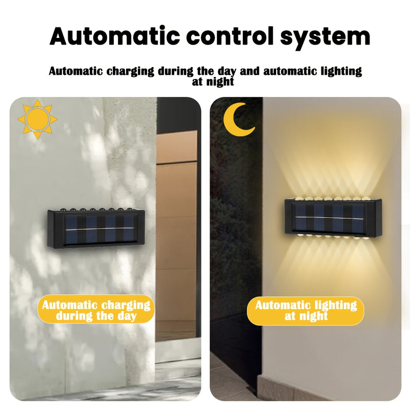 6 luces solares con 16 LED, luces solares para exteriores, decoración de jardín, calle y paisaje, luces solares para pared de balcón, fáciles de instalar en exteriores, ideales para jardines, entradas de autos, garajes, etc