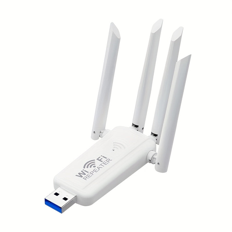 Repetidor de WiFi USB con 4 antenas, señal súper 2.4G, velocidad de 300 Mbps, alimentación por USB - Ideal para ampliar la red en casa y oficina, repetidor WiFi, enrutador compacto, enrutador USB