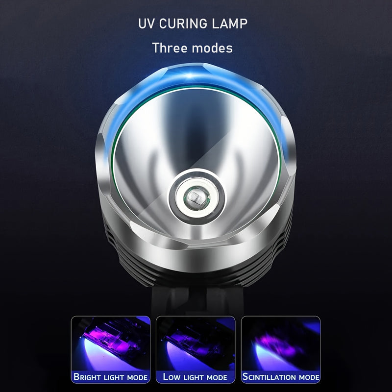 Lámpara para arte de uñas y teléfono - Luz LED alimentada por USB con cabeza ajustable, mango ergonómico y diseño duradero negro, lámpara de uñas, luz elegante, acabado metálico