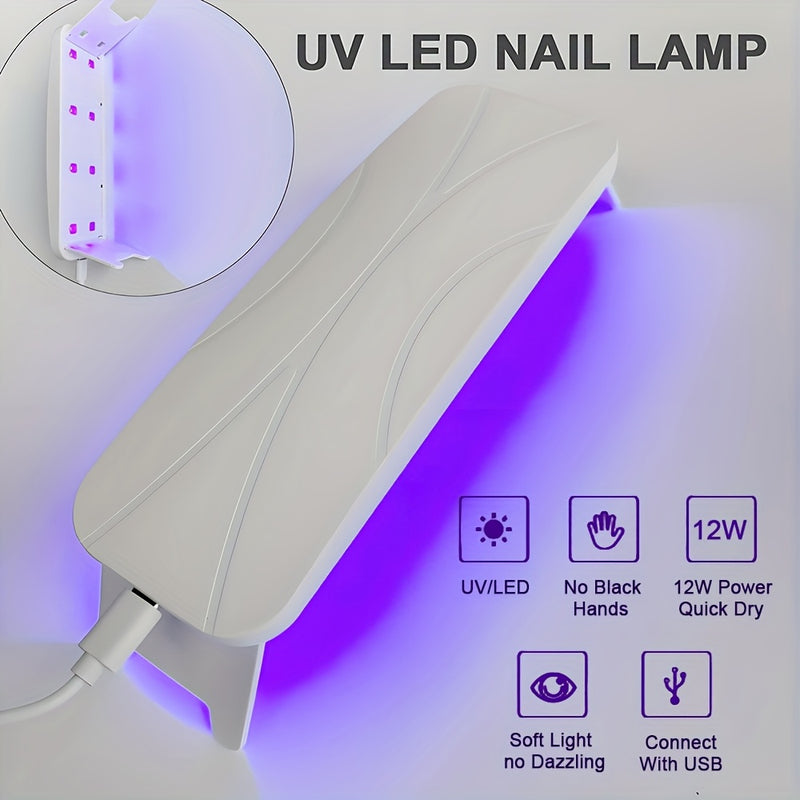 Lámpara de uñas LED plegable - Secador de uñas portátil alimentado por USB, diseño compacto para uso en casa y salón, lámpara de uñas de gel ergonómica de secado rápido