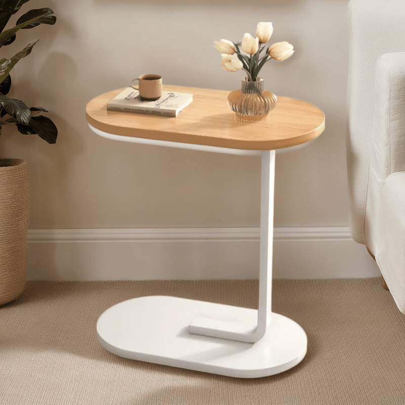 2 opciones de color disponibles. Mesa en forma de C creativa|Ligera y práctica, ¡perfecta para colocar snacks/bebidas/libros y disfrutar de un momento relajante en casa!