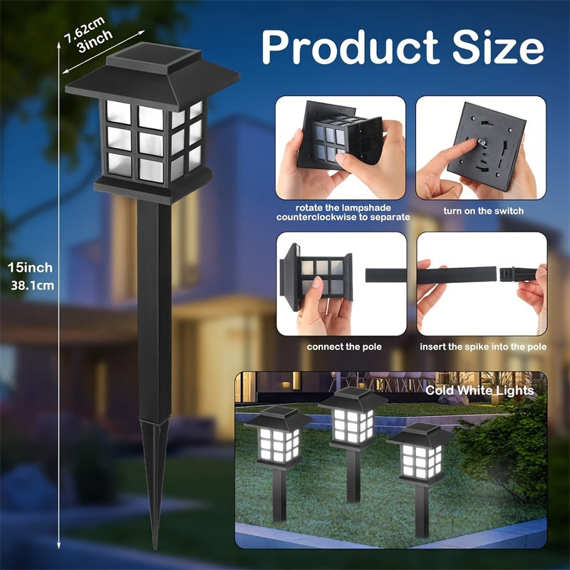 Conjunto de 12 Luces Solares LED para Jardín, Iluminación Exterior con Temporizador Automático, Diseño Pequeña Casa para Patio, Césped y Entrada, Resistentes al Clima y Eficientes en Energía, Iluminación Paisajística | Luces Decorativas para Jardín | LED