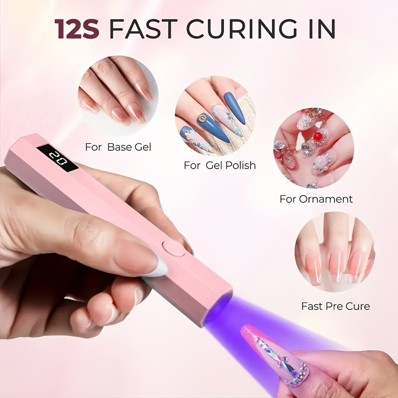 Secador de uñas LED PETECH de secado rápido - Herramienta de gel de curado rápido, portátil y eficiente en energía, recargable por USB, batería de litio, sin fragancia - Ideal para manicuras y pedicuras, accesorios de arte de uñas