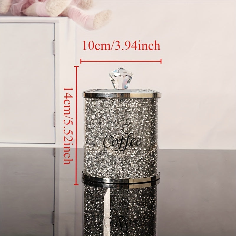 Conjunto de 3 Piezas de Tarros de Vidrio con Diamantes Brillantes para Dulces y Té - Impermeables, Tarros de Almacenamiento Multiusos para Granos de Café, Azúcar y Más, Baúles de Almacenamiento para la Organización del Hogar