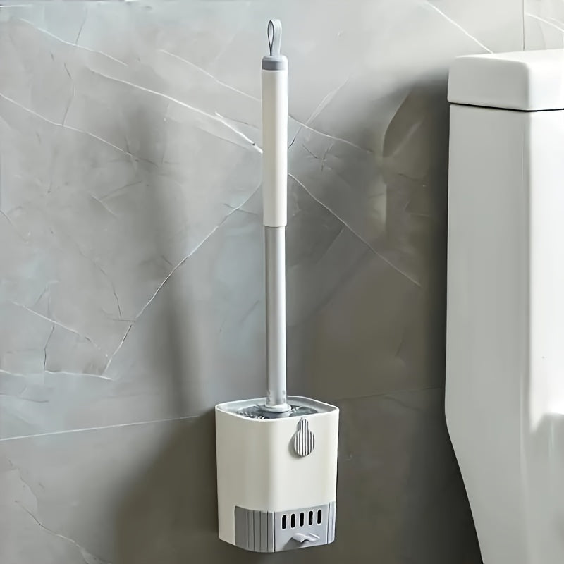 Juego de 1 escobilla para inodoro de pared, con mango largo duradero, cerdas flexibles para limpieza profunda, sin rincones inalcanzables, diseño ahorrador de espacio, ideal para baños de hogar y hoteles
