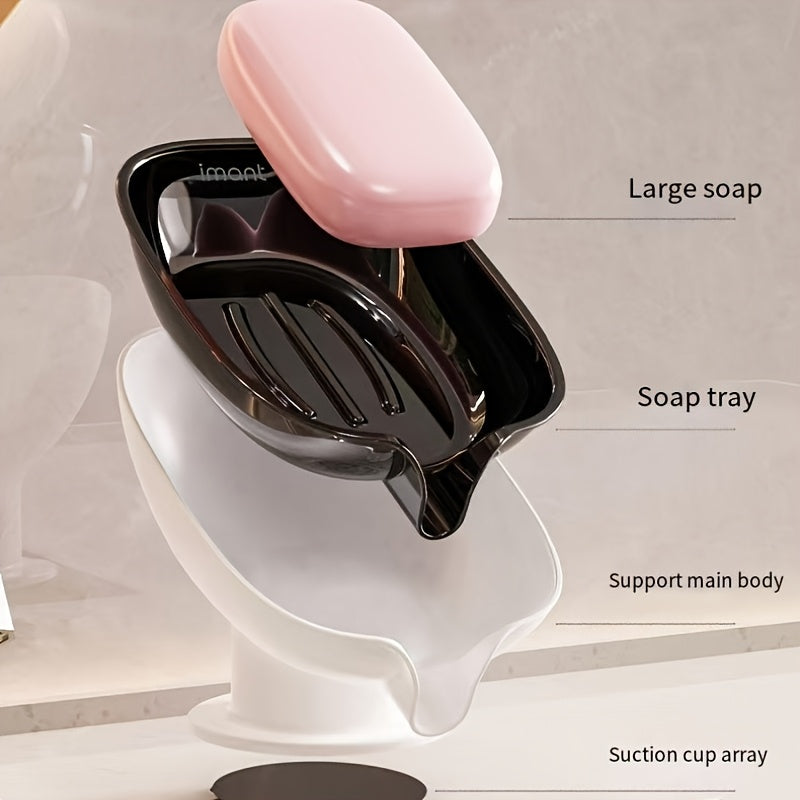 1 Jabonera Ovalada Elegante, Hecha de Plástico Duradero, Accesorio de Baño con Autodesagüe, No Requiere Carga, Diseño Moderno, Adecuado para Decoración del Hogar.