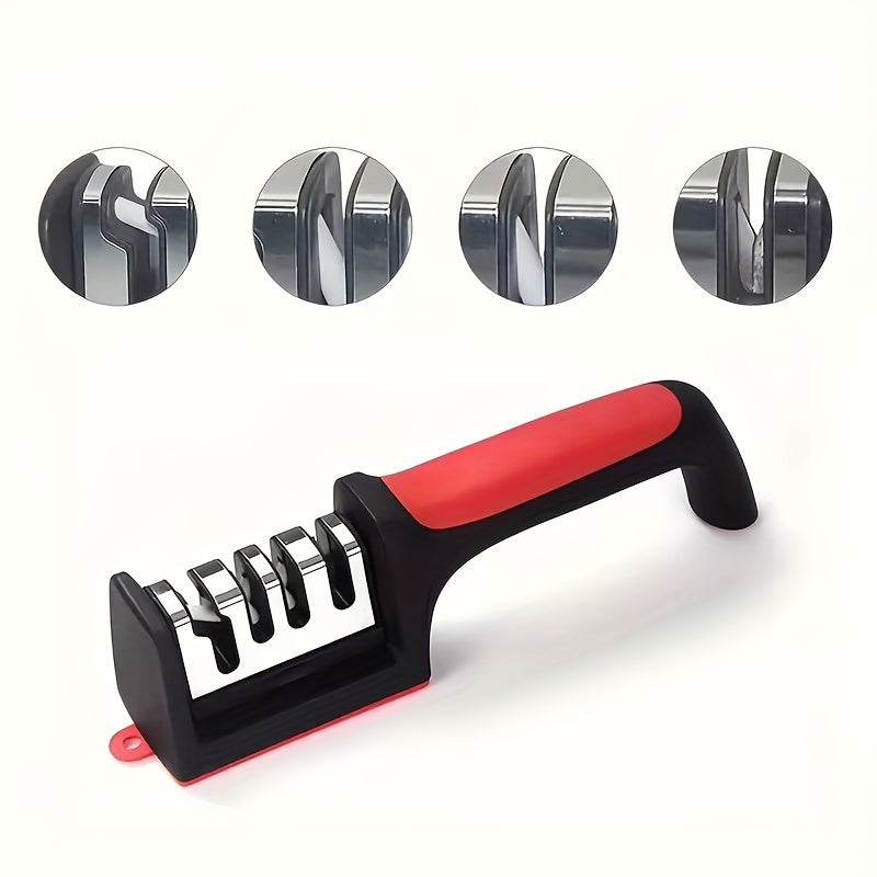 Afilarcuchillas Profesional de Cocina en 4 Etapas con Cuchillas de Carburo de Tungsteno - Construcción de Hierro Fundido