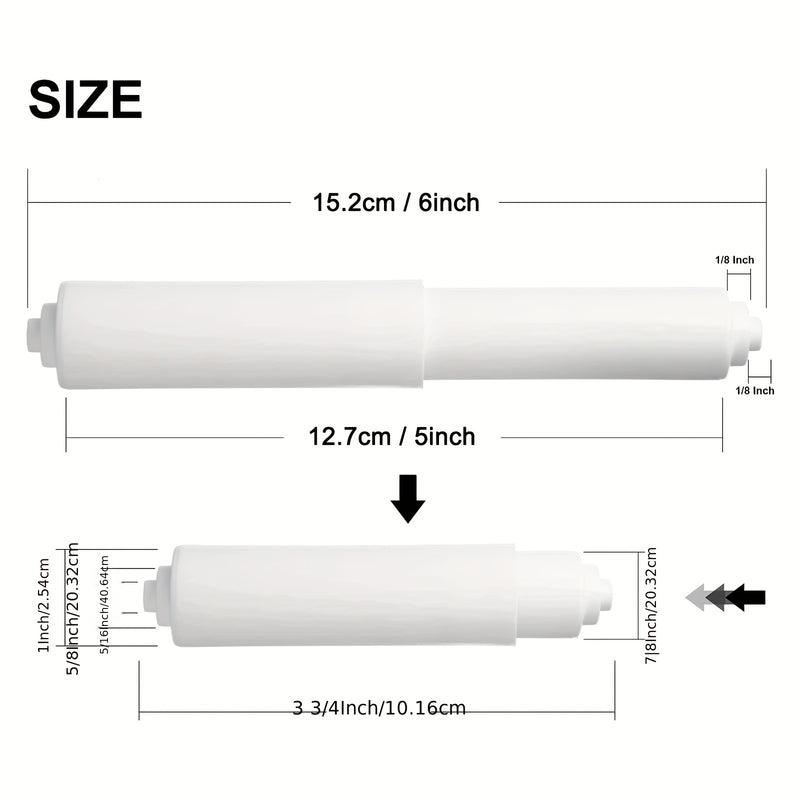 2 piezas de soporte ajustable para papel higiénico blanco con resorte - Rodillo de plástico duradero de reemplazo, fácil instalación para deslizamiento suave, mecanismo con resorte, soporte para rollo de papel higiénico