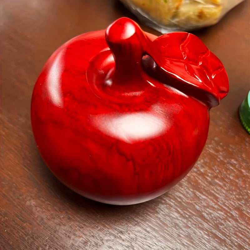Estatuilla de manzana tallada en madera de sándalo rojo, objeto de colección para decoración del hogar, uso en interiores, no necesita electricidad, decoración versátil para habitaciones, regalo ideal para el estreno de una casa.