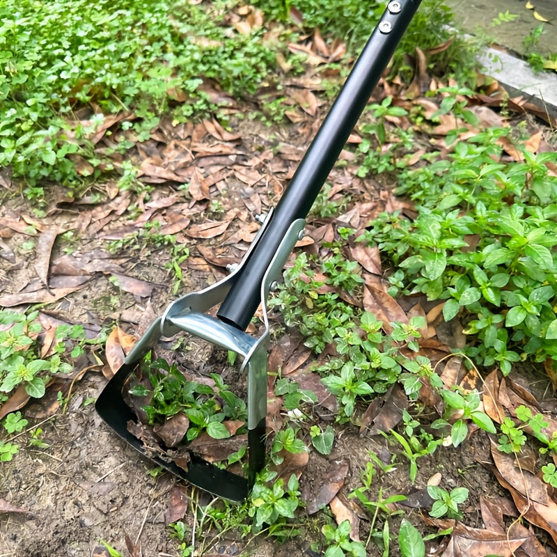 Pala de jardín de acero pesada con cuchillas de acero ajustables - Diseño de ahorro de mano de obra manual para la eficiente suelta de suelo, desmalezamiento y mantenimiento de jardines - Herramienta de granja para uso profesional y doméstico, suelta de