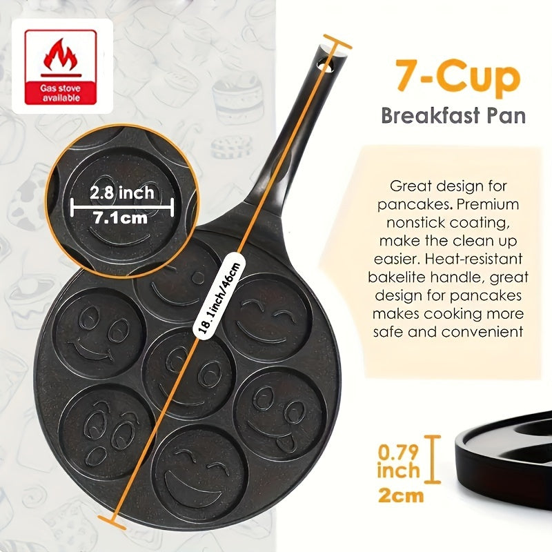 Sartén de panqueques de 7 tazas con molde de waffle - Aleación de aluminio duradera, perfecta para hacer panqueques esponjosos, waffles y blinis, ideal para uso doméstico y en restaurantes, panqueques de calidad de restaurante | Diseño decorativo de panq