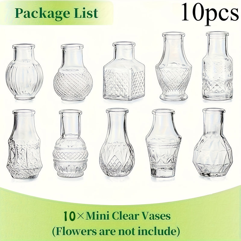 10 Piezas de Jarrones Vintage Transparentes, Ideales para Bodas, Salones, Cocinas, Mesas de Comedor, Cenas Románticas y Más