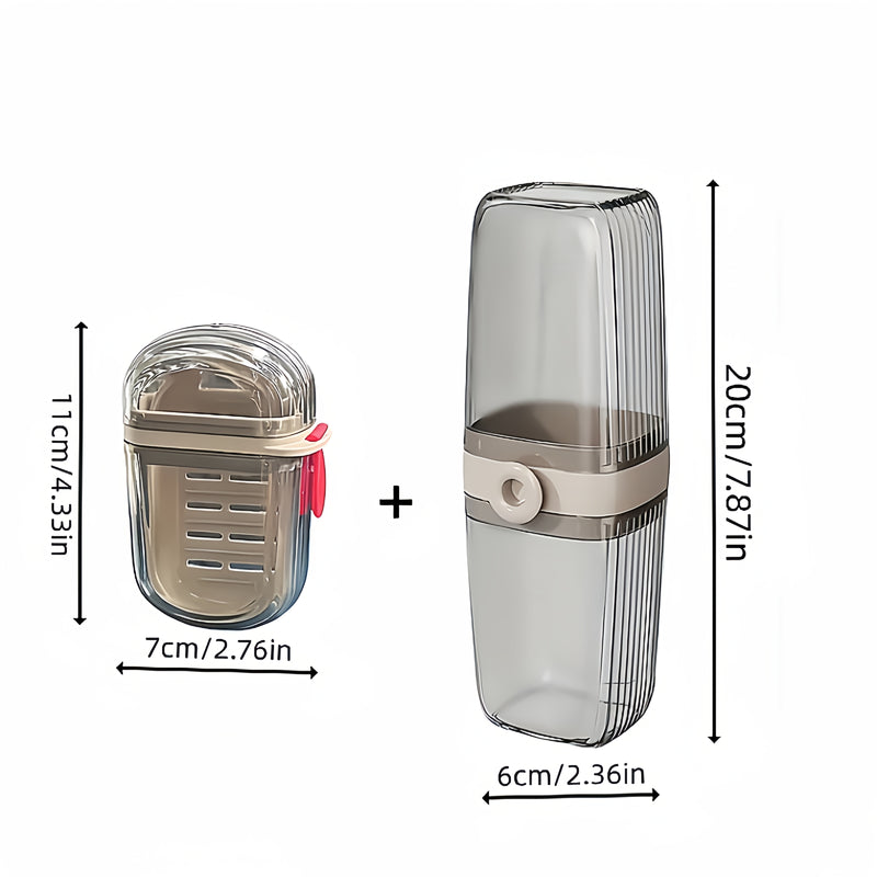 Conjunto de 2 Piezas Caja Portátil para Jabón y Soporte para Cepillos de Dientes - Plástico Duradero, Forma Ovalada, Imprescindible para Acampar, Gimnasio, Accesorios de Baño