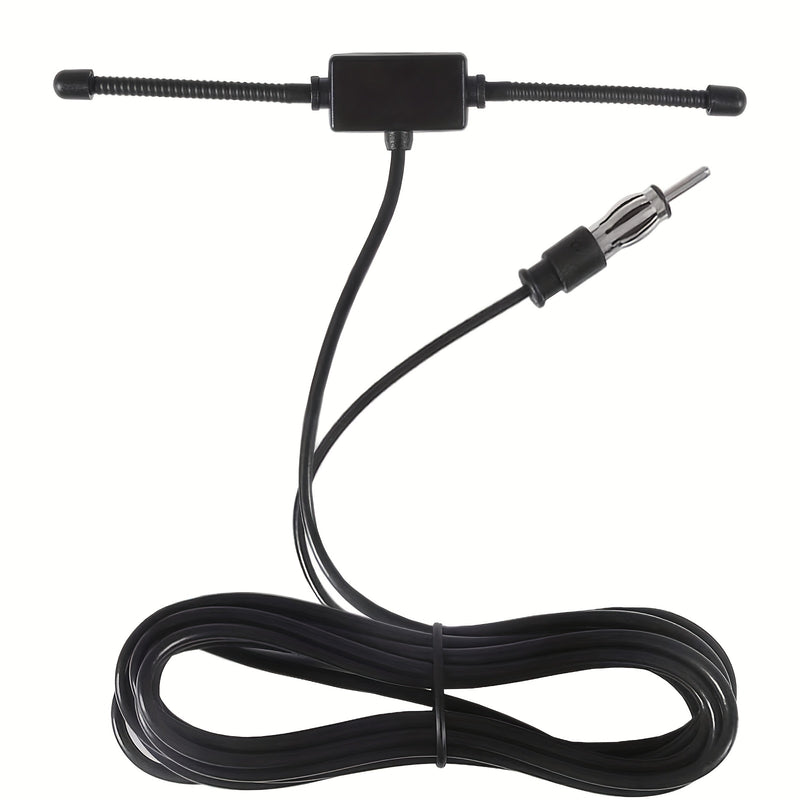 Antena Dipolar Universal para Estéreo de Coche AM FM, Antena Adhesiva Oculta para Radio AM FM en Vehículos Camión SUV con Cable de 3.05 Metros y Conector DIN (Macho)