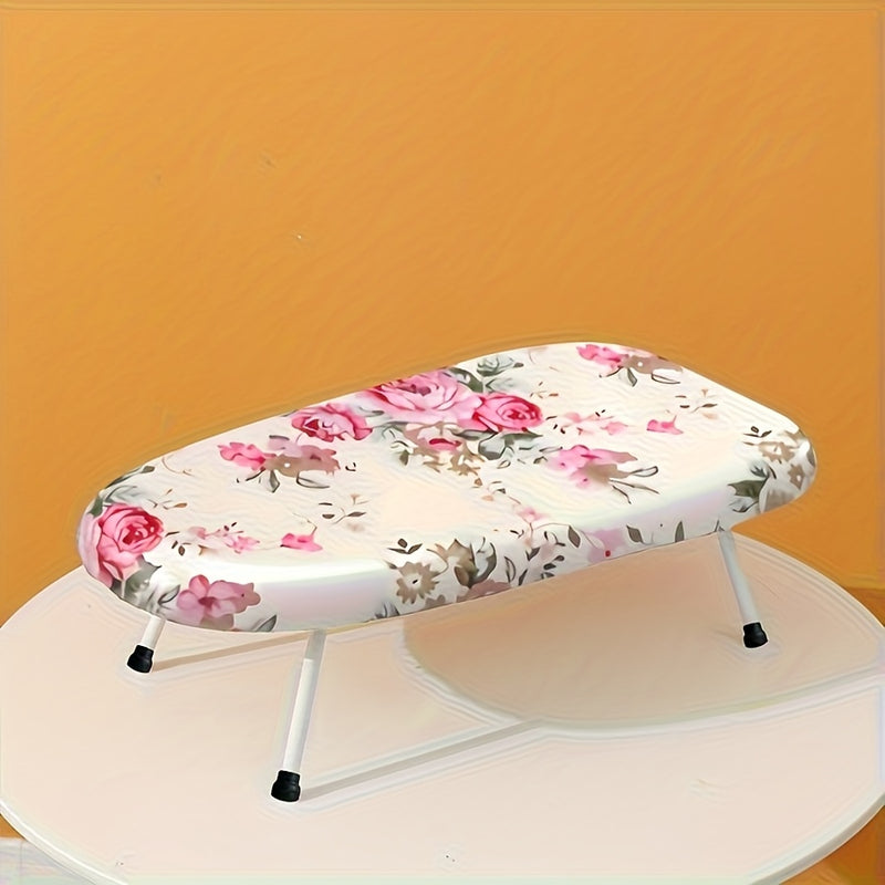 Portable Foldable Mini Ironing Board with Elegant Floral pattern - Lightweight Compact Ironing Board for Home, Travel, Apartments - Sturdy Construction, Space-Saving Design for Laundry, Clothes, Linens - Ideal for Small Spaces & On-the-Go Ironing, Home E