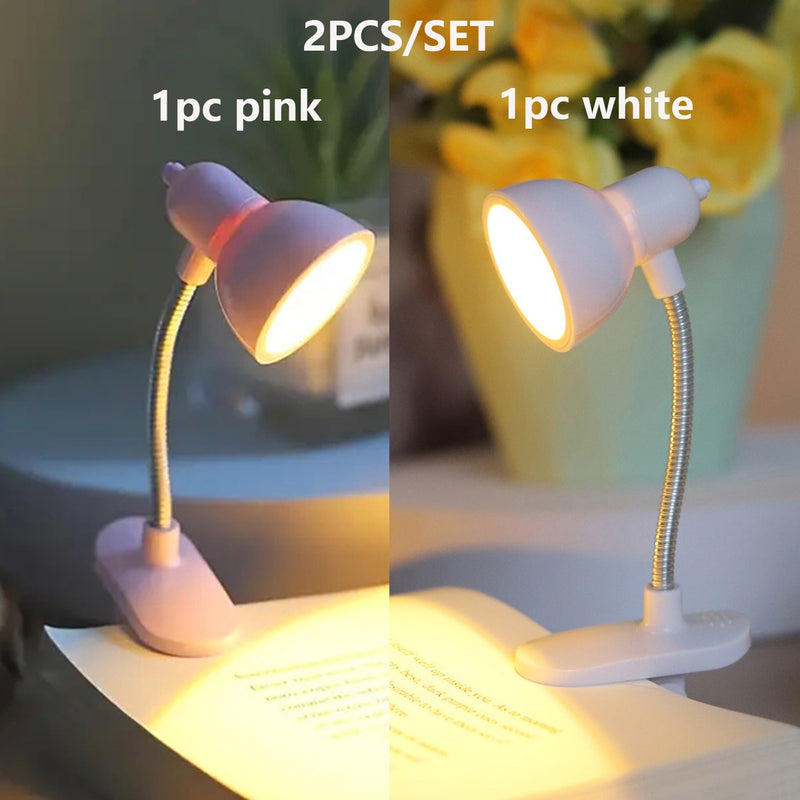 1/2/4 piezas de luz portátil para ojos, luz de lectura nocturna LED cálida, luz de lectura con brazo ajustable con batería, lámpara de libro mini, luz para leer