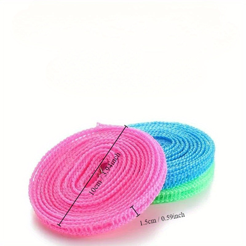 Cuerda de Ropa de Nylon Elástica - Sin Perforación, para Secado de Edredones y Ropa en Interiores/Exteriores, Varillas de Secado