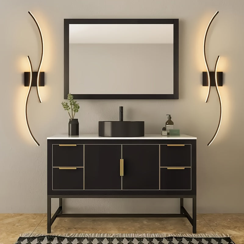 Aplique de pared LED moderno con función de luz regulable, material de vidrio, para sala de estar, comedor, oficina, dormitorio - Montaje semi empotrado, accesorio desmontable, cableado, no requiere batería, compatible con 85-265 V, incluye herrajes de i
