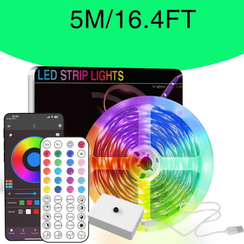Tiras de luces LED inteligentes NBBUFF con aplicación y control remoto de 44 teclas, luces RGB inalámbricas con sincronización musical, alimentadas por USB, para decoración de habitaciones, fiestas, bodas, decoración de Pascua, luces inalámbricas para ha
