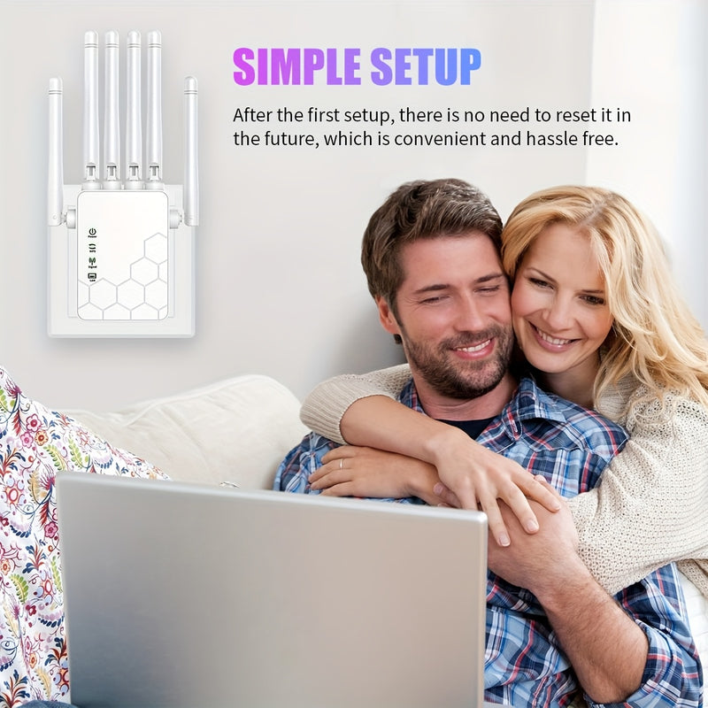 Amplificador de Señal WiFi con 6 Antenas - Banda Doble 2.4GHz/5GHz, Juego en Línea Fluido y 4K, Alta Penetración, Seguridad WPS, Enrutador/Punto de Acceso Dual, Conexión para Hogar Oficina Café (Enchufe US, 110-130V), Amplificador de Wifi de Alta Velocid
