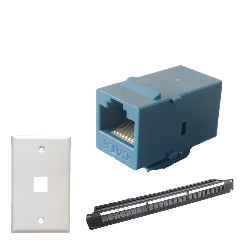 20 Piezas Adaptadores Ethernet RJ45 Azules CAT6 10Gbps, Macho a Macho Transferencia de Datos Alta Velocidad, Control por App Inteligente, Sin Necesidad de Fuente Externa para Computadoras, Smartphones, Tabletas, Uso en Hogar y Oficina, Conectividad Red,