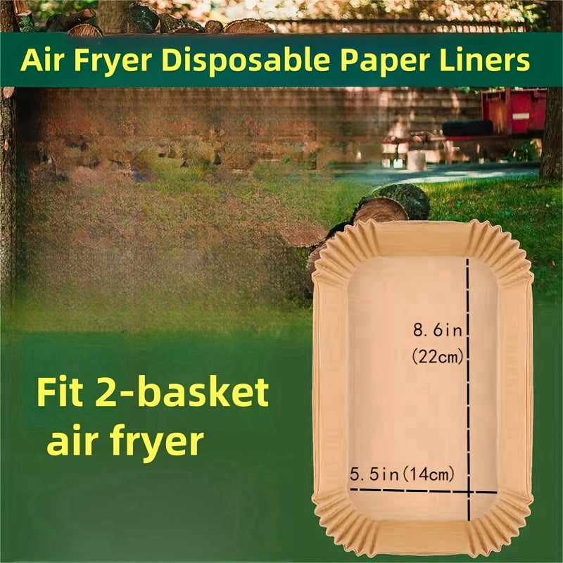 50/100/150/200 Hojas de Papel Desechable Rectangulares para Freidoras de Aire Caliente, Papel Antiadherente para Hornear, Accesorios de Cocina Resistente al Aceite y Agua para Freidora Ninja Dual