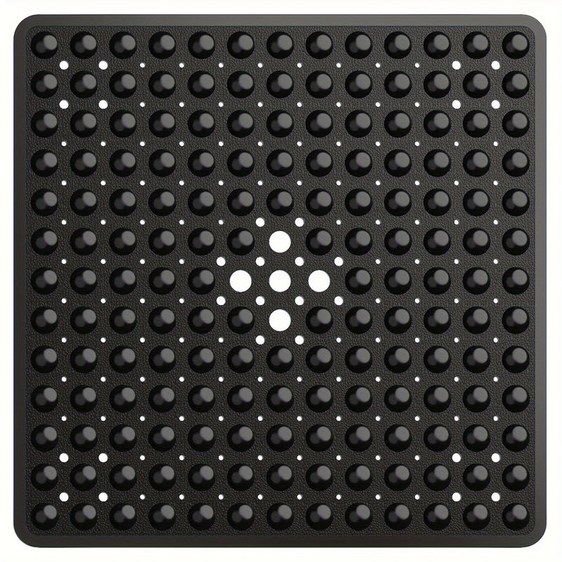 Alfombrilla cuadrada antideslizante, con agujeros centrales grandes, que ralentiza el flujo del agua, fácil de limpiar, 53X53 pulgadas