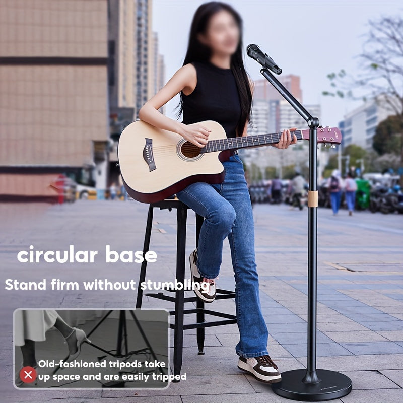Soporte de Micrófono de Aluminio Versátil - Conector XLR, Diseño de Suelo a Techo para Transmisiones en Vivo y Actuaciones en Escenario