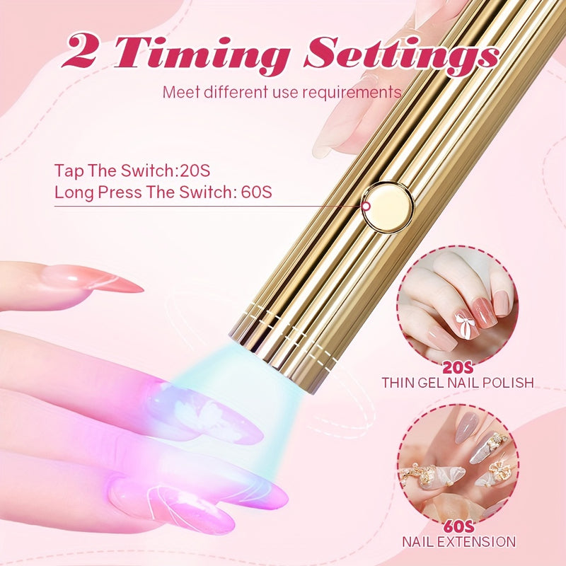 Mini Secador de Uñas LED Portátil Lámpara Rápida para Secado, Bolígrafo Recargable USB para Curar Gel de Uñas Herramientas de Salón