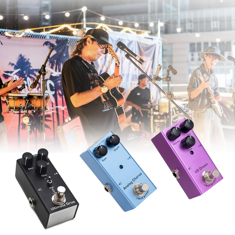 Pedal de efecto para guitarra eléctrica con sobreimpulso extremo, distorsión americana, coro analógico, DC 9V, bypass verdadero con cable de aumento de 5V a 9V USB.