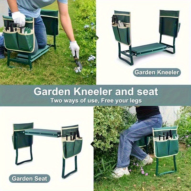 New Durable Oxford Taburete de Jardinería con Bolsa para Herramientas - Organizador Portátil Multiusos para Cuidado del Jardín, Patio y Césped, Bolsa de Almacenamiento para Herramientas de Jardinería