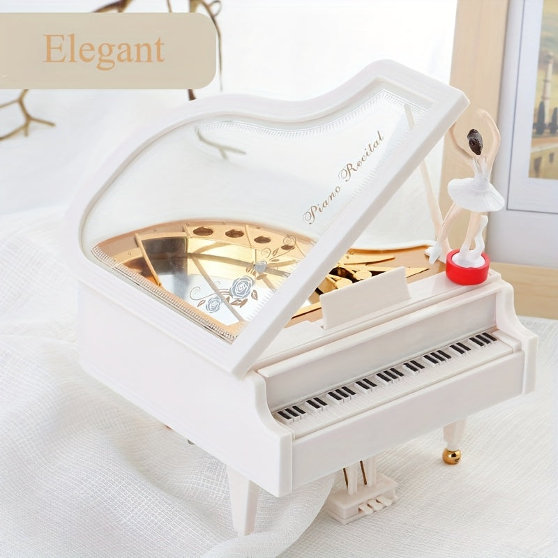 Caja de música con forma de piano, regalo creativo para amigos o pareja, cumpleaños, caja de música giratoria para niña
