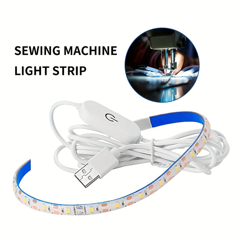 Tira de Luz Flexibles para Máquina de Coser, 0.3m/0.5m con Interruptor Táctil LED, Kit de Luz de Trabajo para Costura, Alimentado por USB DC5V, con Etiqueta Adhesiva, Adecuado para Todas las Máquinas de Coser, Fuente de Luz Integrada, Sin Batería Necesar