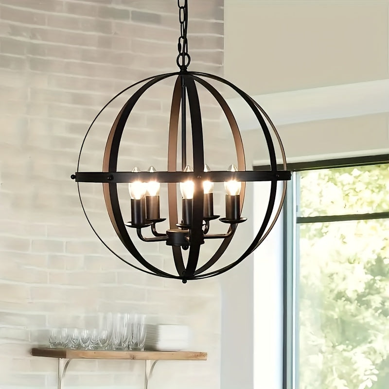Lámpara de techo ajustable esférica de metal, estilo retro moderno, montaje semienterrado, no necesita electricidad, E12 negro, con hardware de instalación, para cocina, comedor, sala de estar, pasillo, dormitorio - No incluye bombilla.